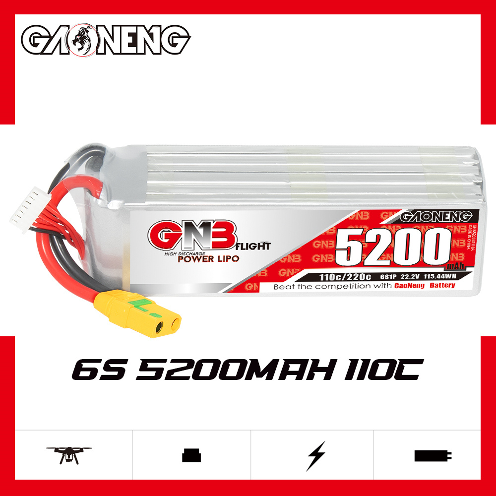 GAONENG GNB 6S 22.2V 5200mAh 110C LiPo Battery Car Drone