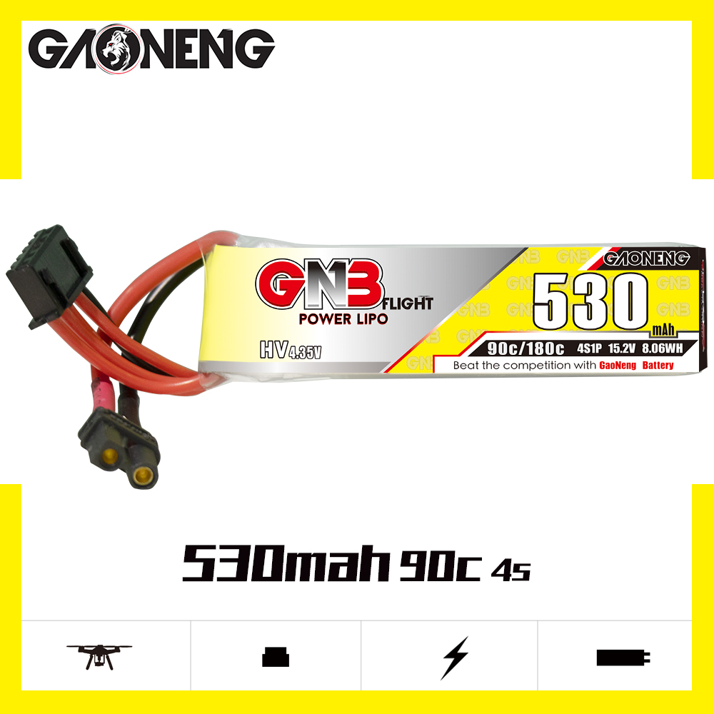 GAONENG GNB 4S 15.2V 530mAh 90C XT30 LiPo Battery Long Type