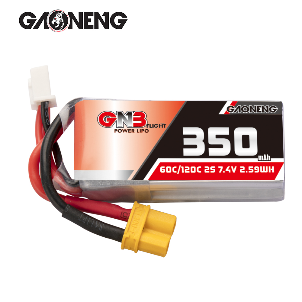 4PCS - GAONENG GNB 2S 7.4V 350mAh 60C LiPo Battery XT30