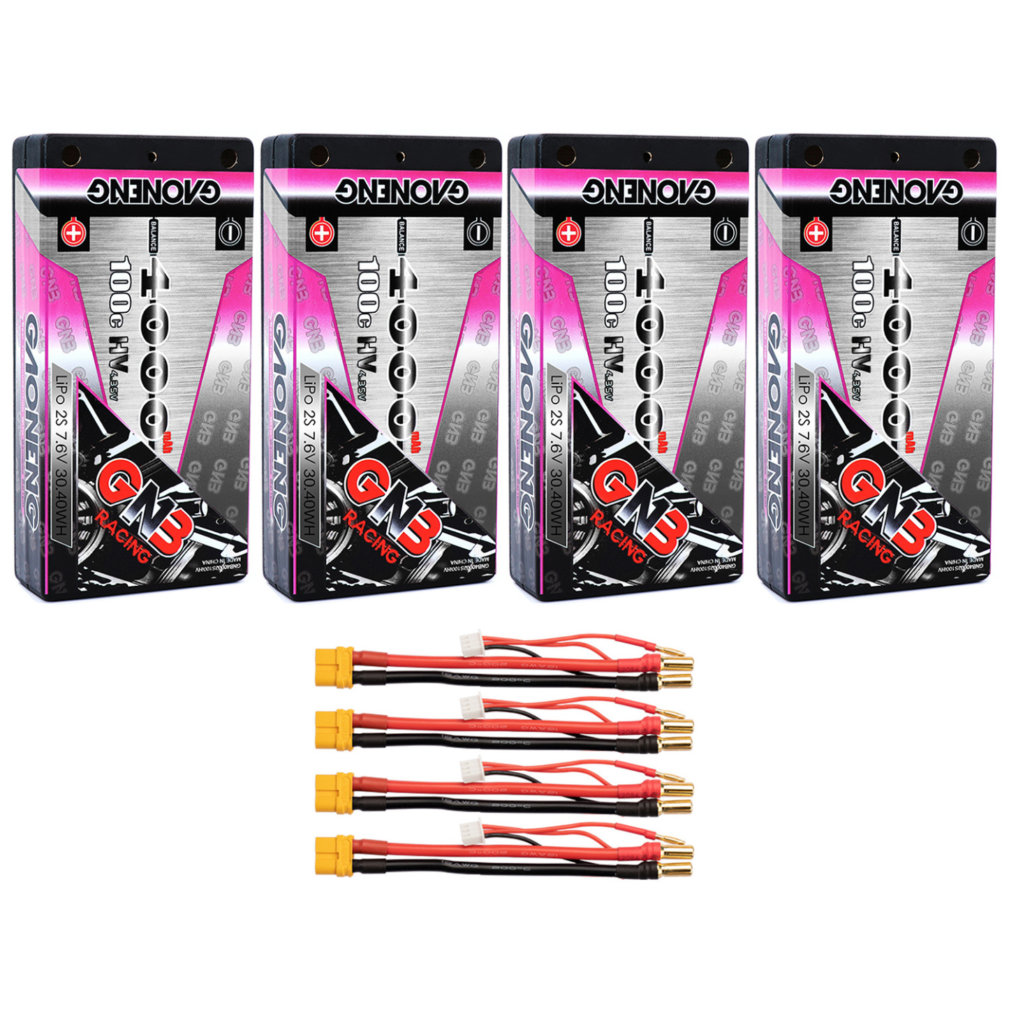 GAONENG GNB 2S 7.6V 4000mAh 100C LCG Shorty 4mm Bullet Hard Case LiPo Battery