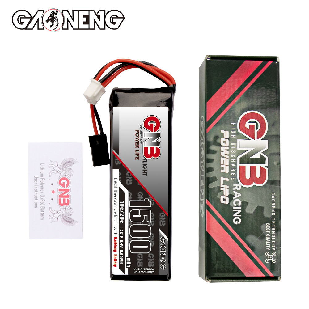 2PCS - GAONENG GNB 2S 6.4V 1500mAh 10C LiFe Battery for Sanwa M12-RS MT46