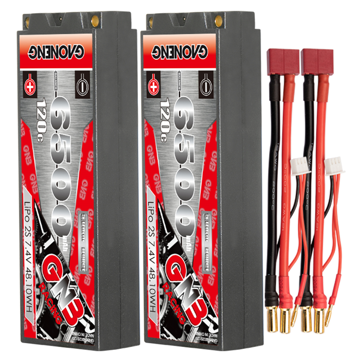 GAONENG GNB 2S 7.4V 6500mAh 120C 5mm Bullet Hard Case LiPo Battery