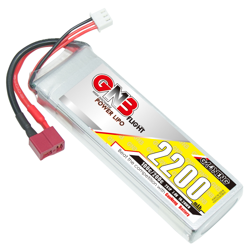 2PCS - GAONENG GNB 2S 7.4V 2200mAh 100C LiPo Battery T-Plug
