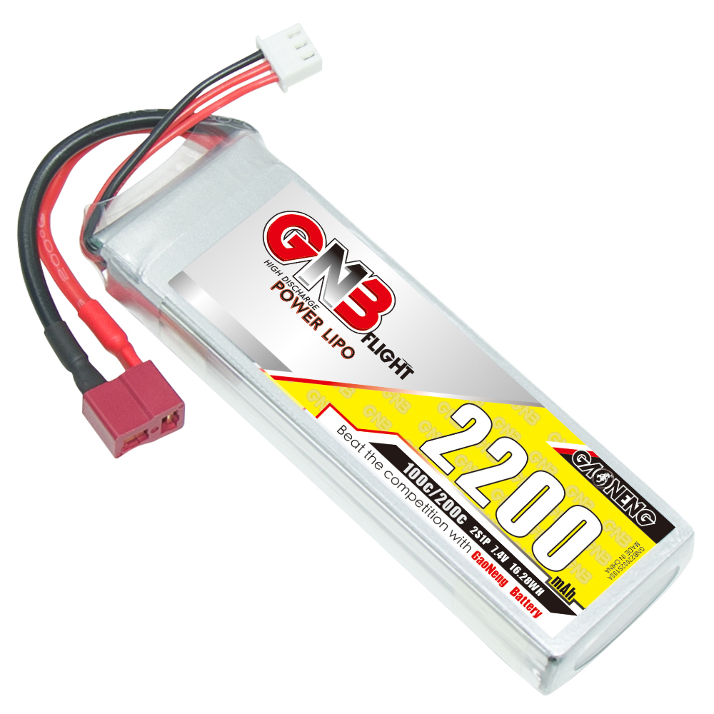 2PCS - GAONENG GNB 2S 7.4V 2200mAh 100C LiPo Battery T-Plug