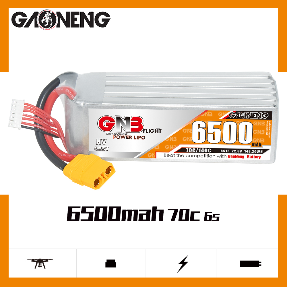 GAONENG GNB HV 6S 22.8V 6500mAh 70C LiPo Battery XT90