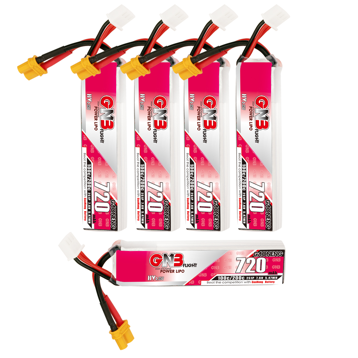 GAONENG GNB LiHV 2S 7.6V 720mAh 100C XT30 LiPo Battery