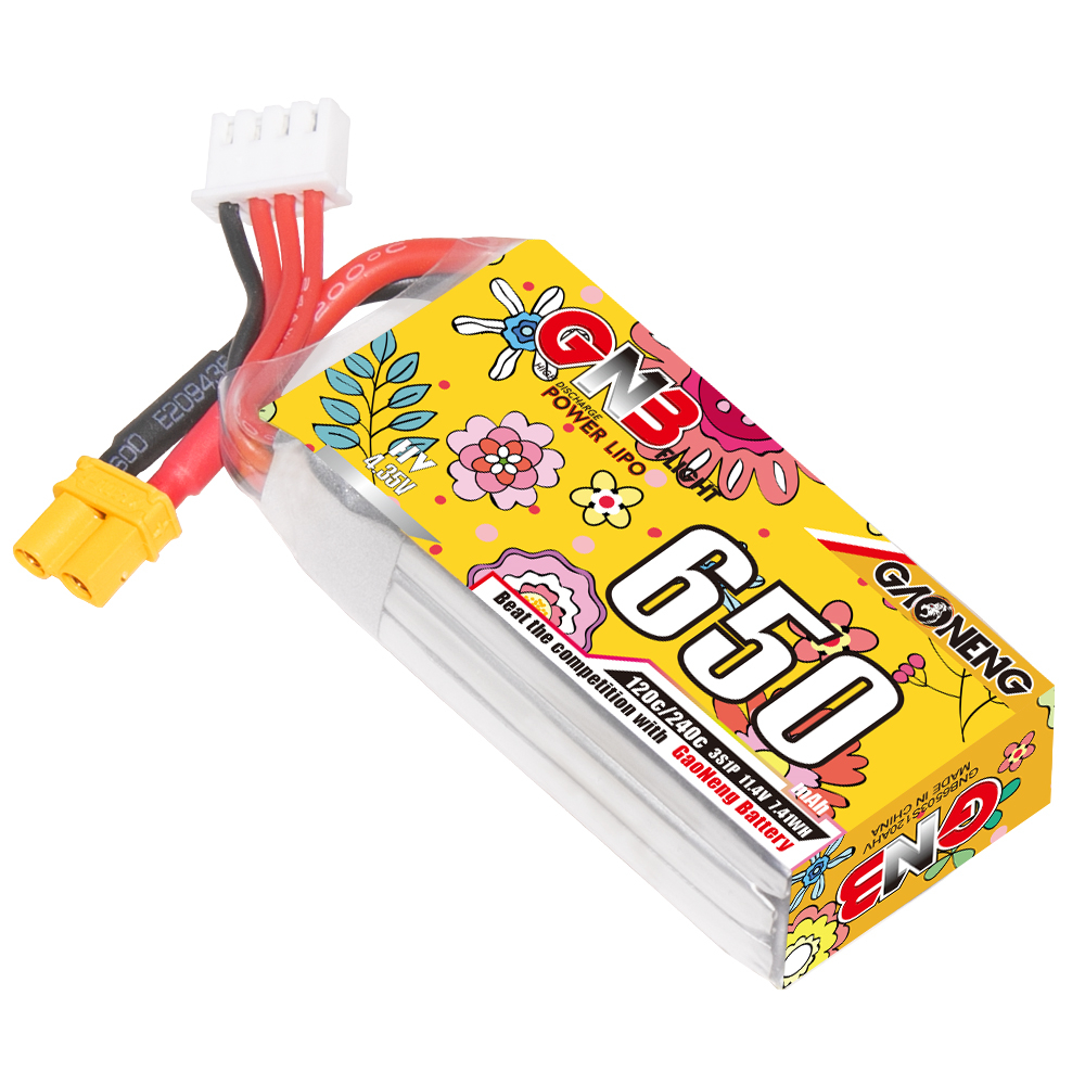 2PCS - GAONENG GNB LiHV 3S 11.4V 650mAh 120C XT30 LiPo Battery