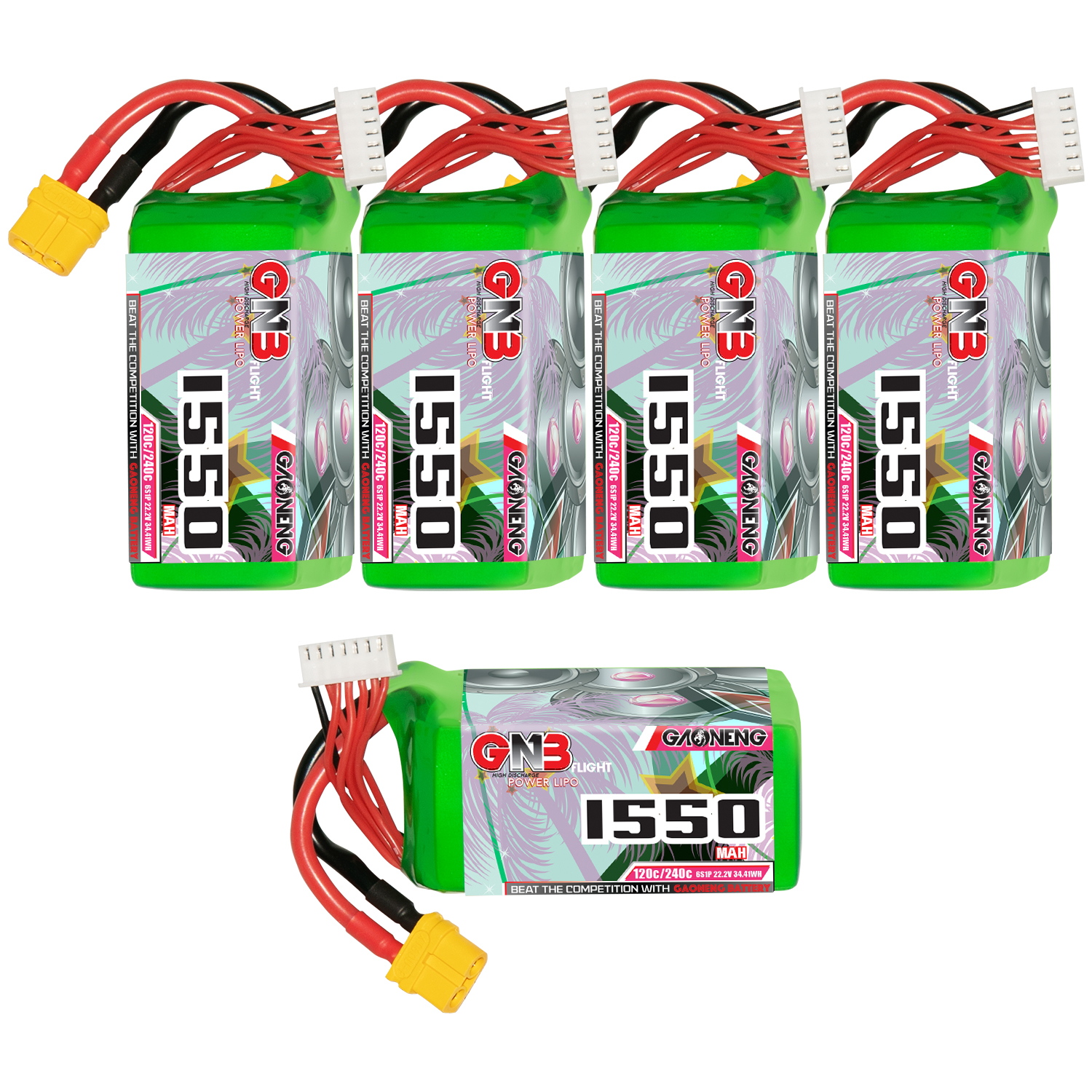 GAONENG GNB 6S 22.2V 1550mAh 120C XT60 LiPo Battery