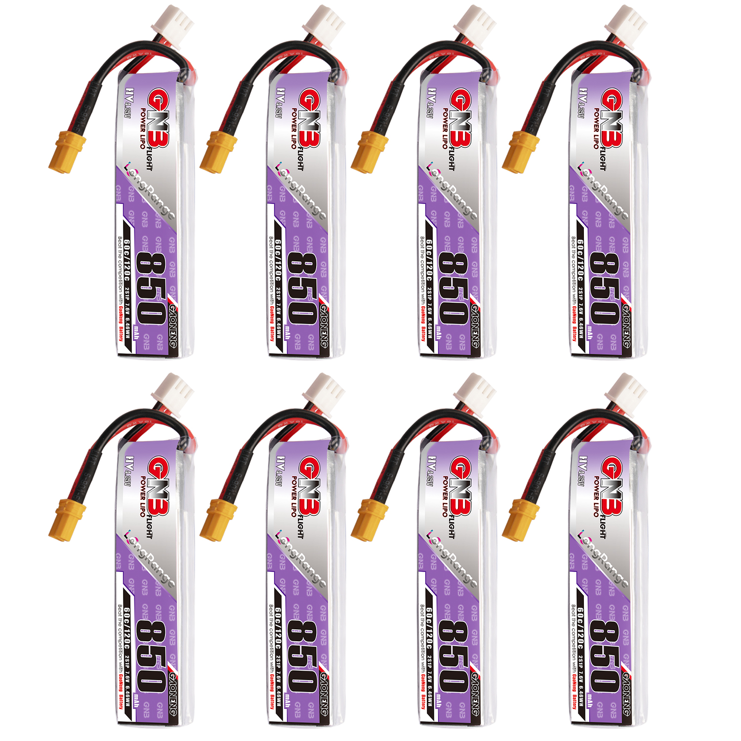 GAONENG GNB LiHV 2S 7.6V 850mAh 60C XT30 LiPo Battery Long Range