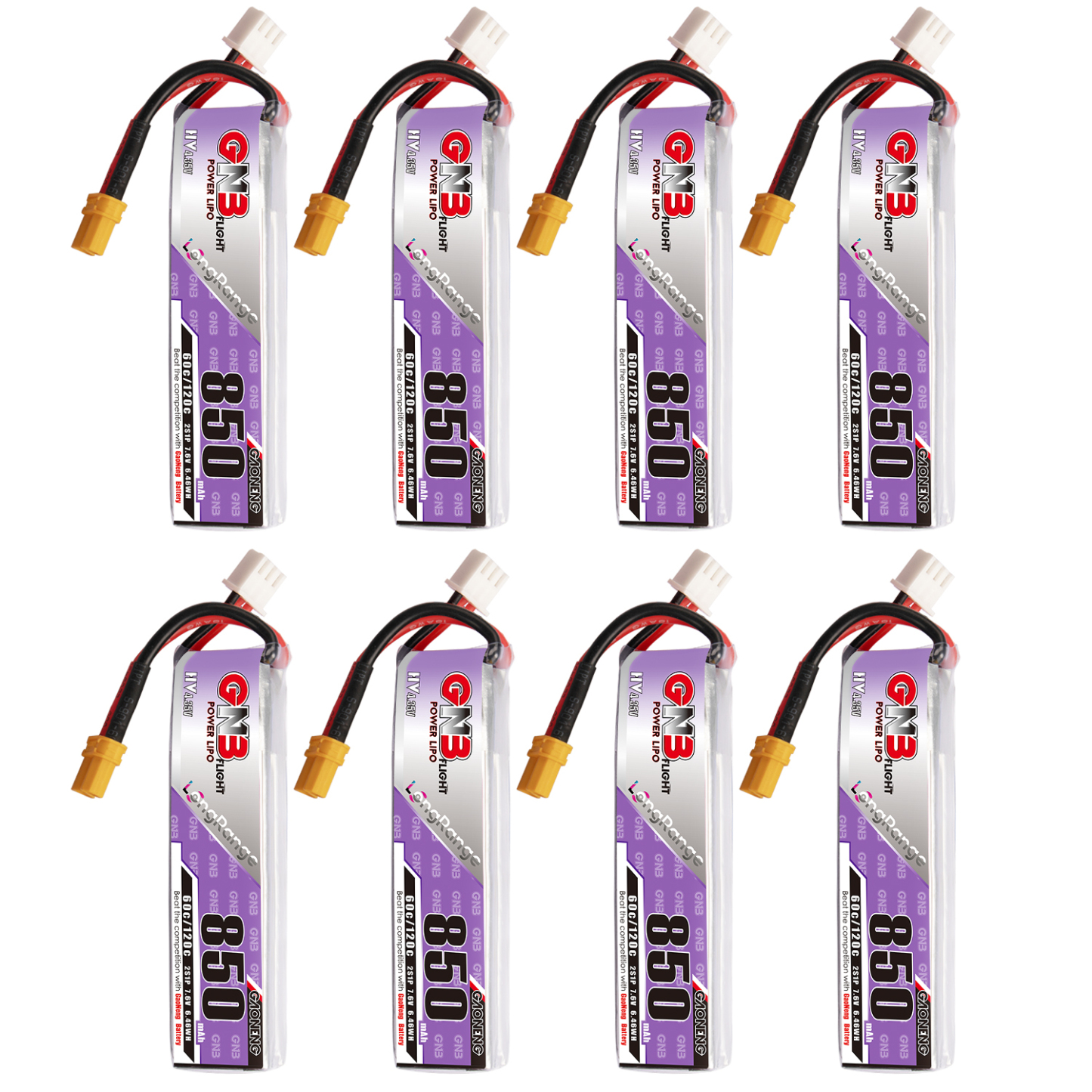 GAONENG GNB LiHV 2S 7.6V 850mAh 60C XT30 LiPo Battery Long Range