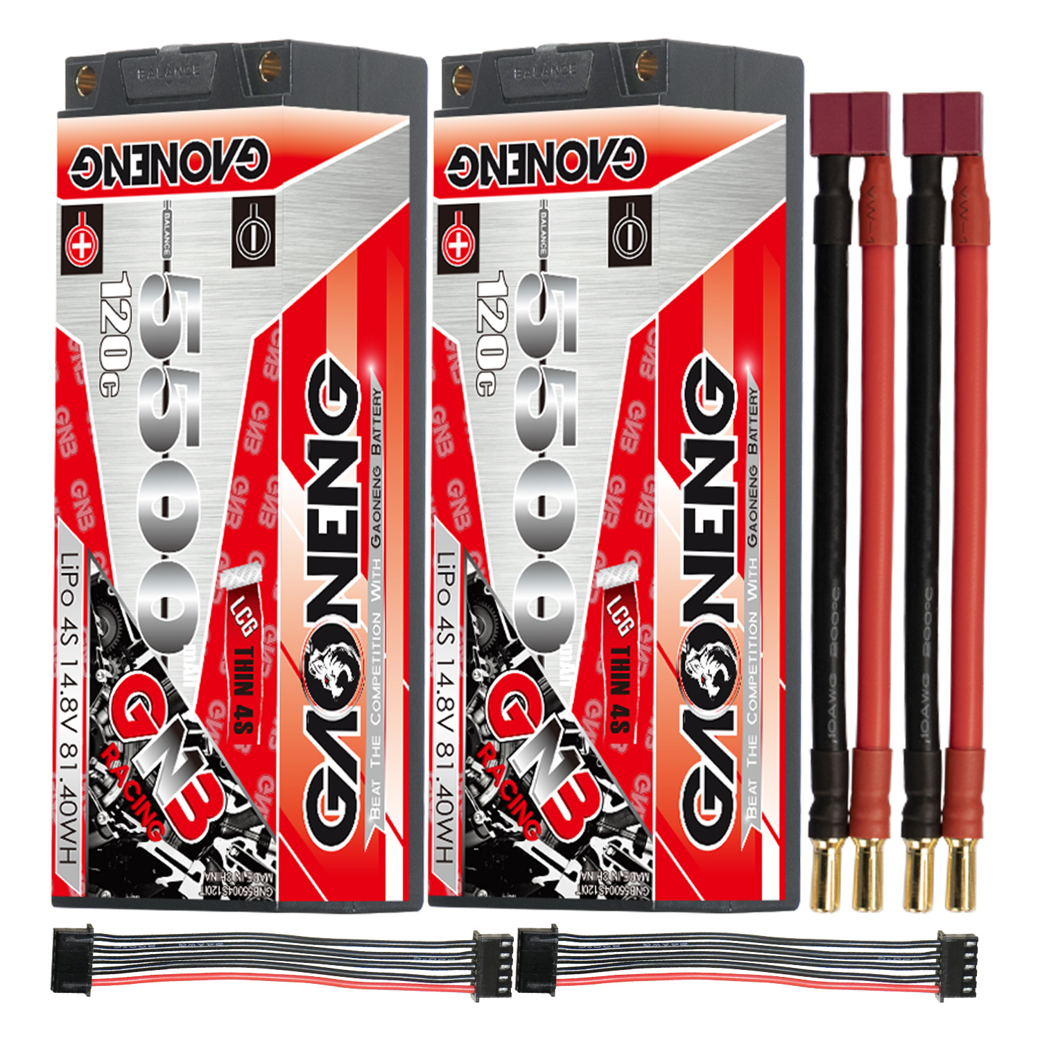 GAONENG GNB 4S 14.8V 5500mAh 120C 5mm Bullet Thin 4S LCG Hard Case LiPo Battery