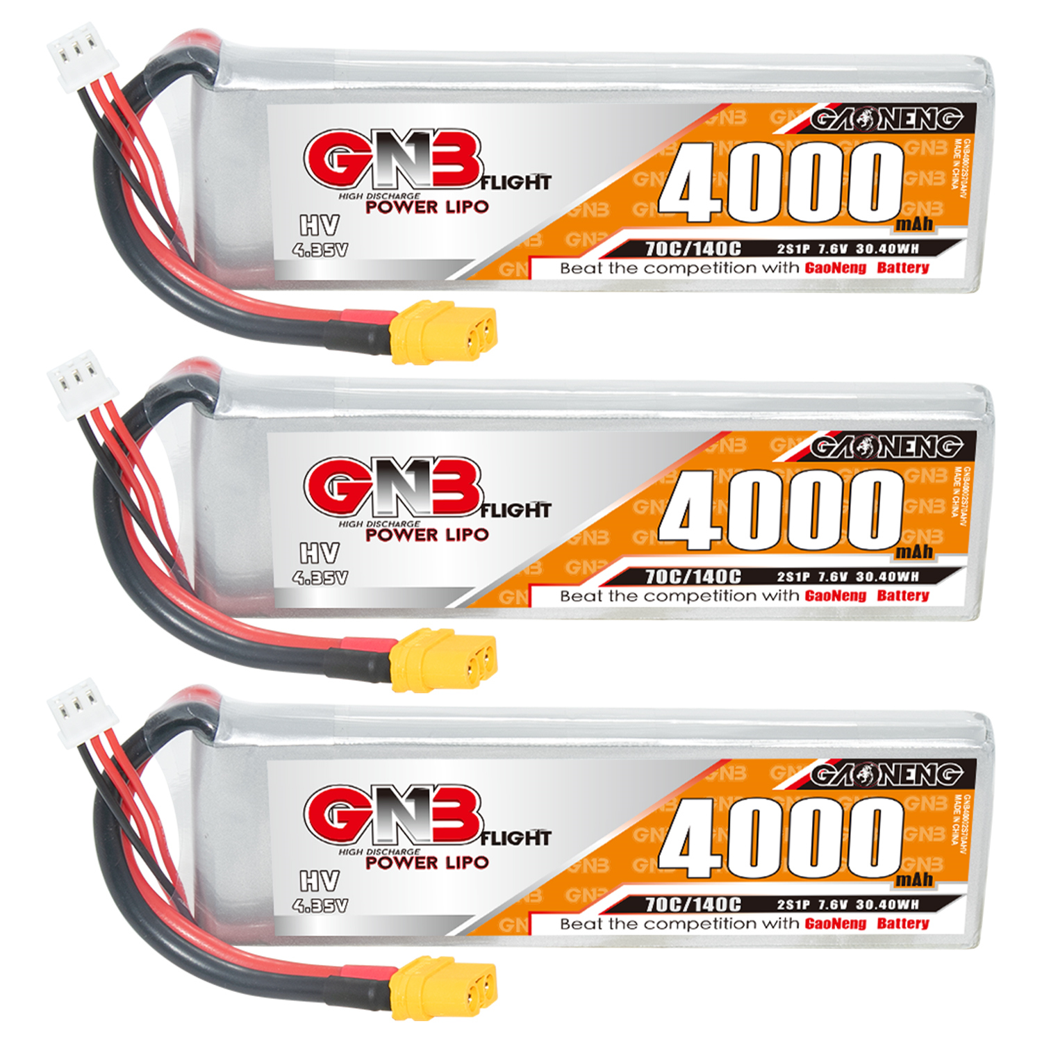 GAONENG GNB LiHV 2S 7.6V 4000mAh 70C LiPo Battery XT60