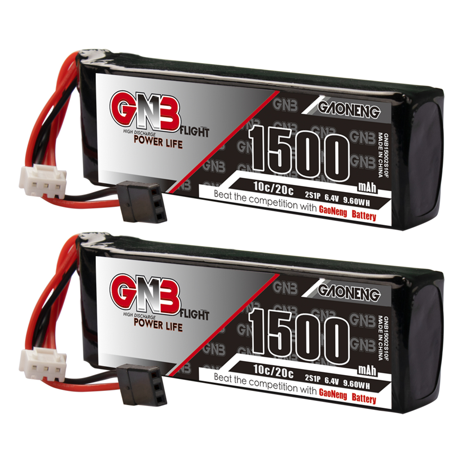 2PCS - GAONENG GNB 2S 6.4V 1500mAh 10C LiFe Battery for Sanwa M12-RS MT46
