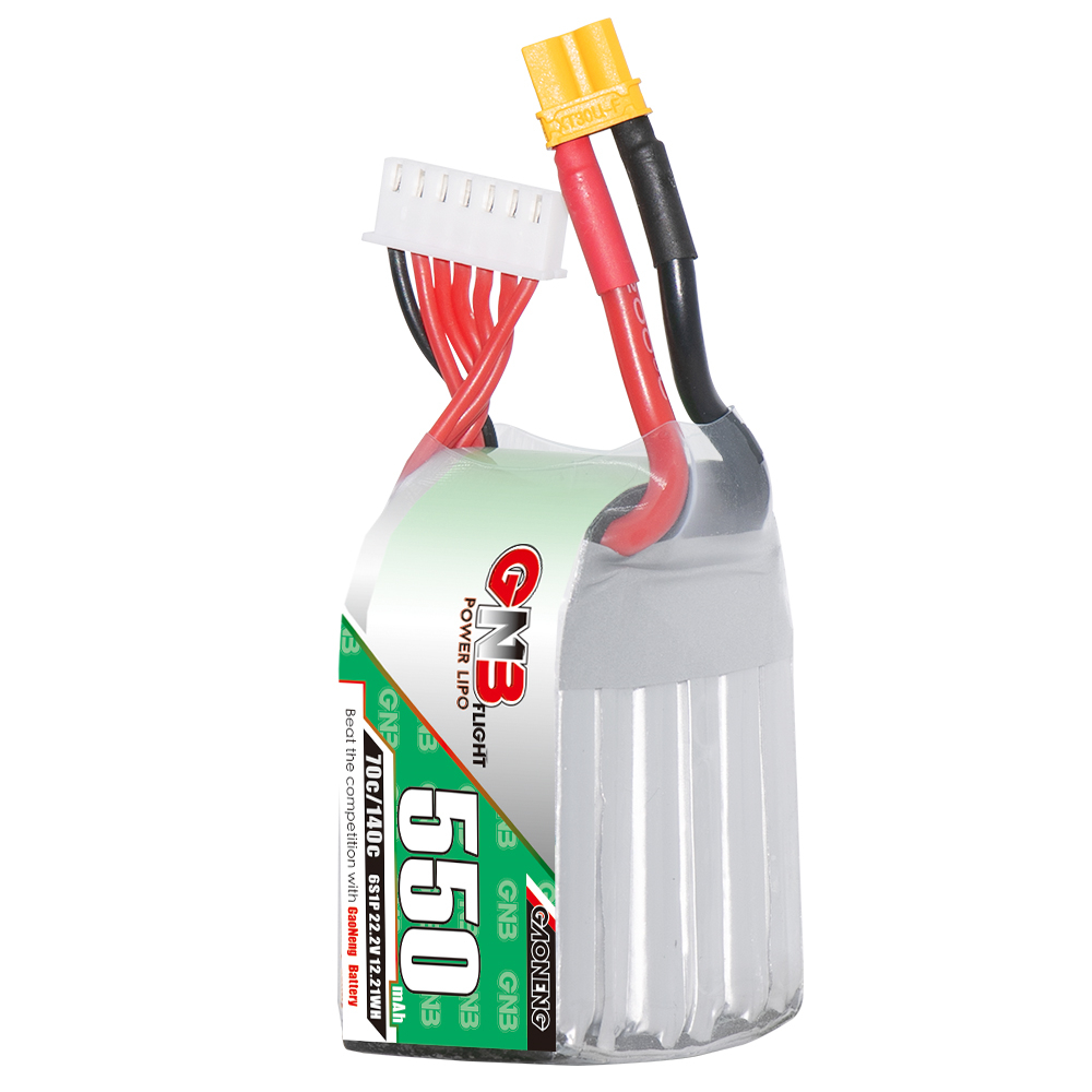 2PCS - GAONENG GNB 6S 22.2V 550mAh 70C XT30 LiPo Battery