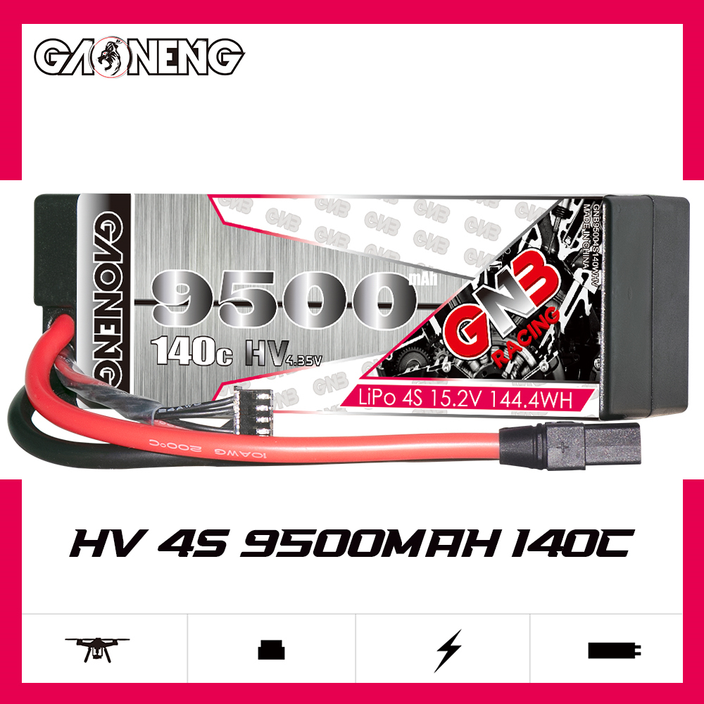GAONENG GNB LiHV 4S 15.2V 9500mAh 140C Cabled Hard Case LiPo Battery XT90