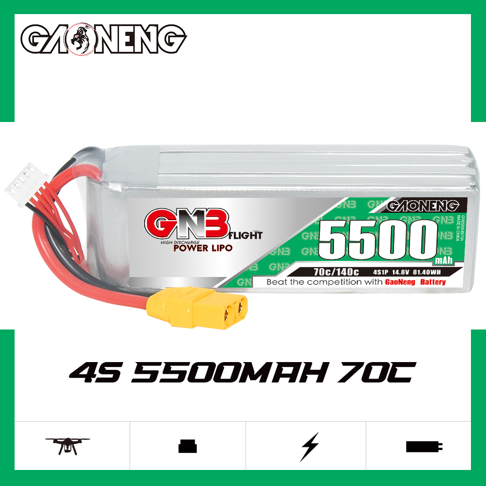 1PC - GAONENG GNB 4S 14.8V 5500mAh 70C XT90 LiPo Battery