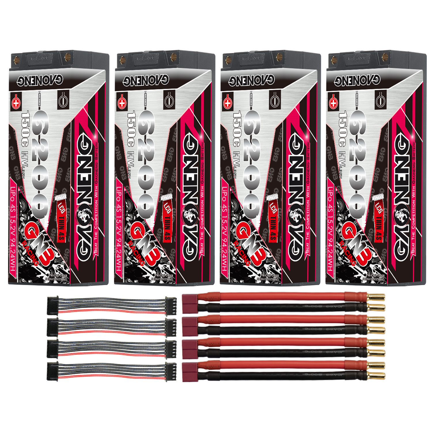 GAONENG GNB LiHV 4S 15.2V 6200mAh 150C 5mm Bullet LCG Thin 4S Hard Case LiPo Battery
