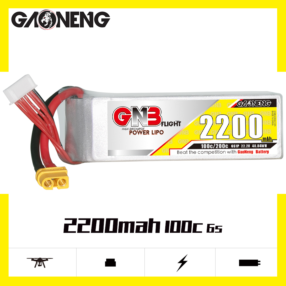 1PCS - GAONENG GNB 6S 22.2V 2200mAh 100C XT60 LiPo Battery