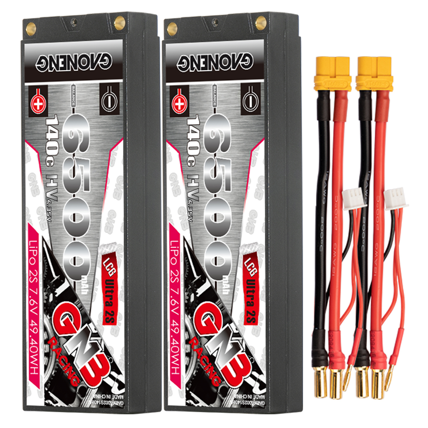 GAONENG GNB LiHV 2S 7.6V 6500mAh 140C 5mm Hard Case Ultra LCG LiPo Battery
