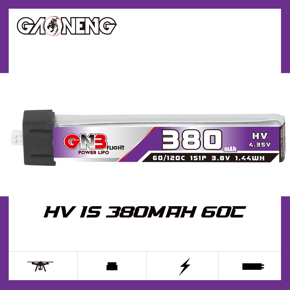 GAONENG GNB LiHV 1S 3.8V 380mAh 60C Molex 1.25 Plastic Head LiPo Battery