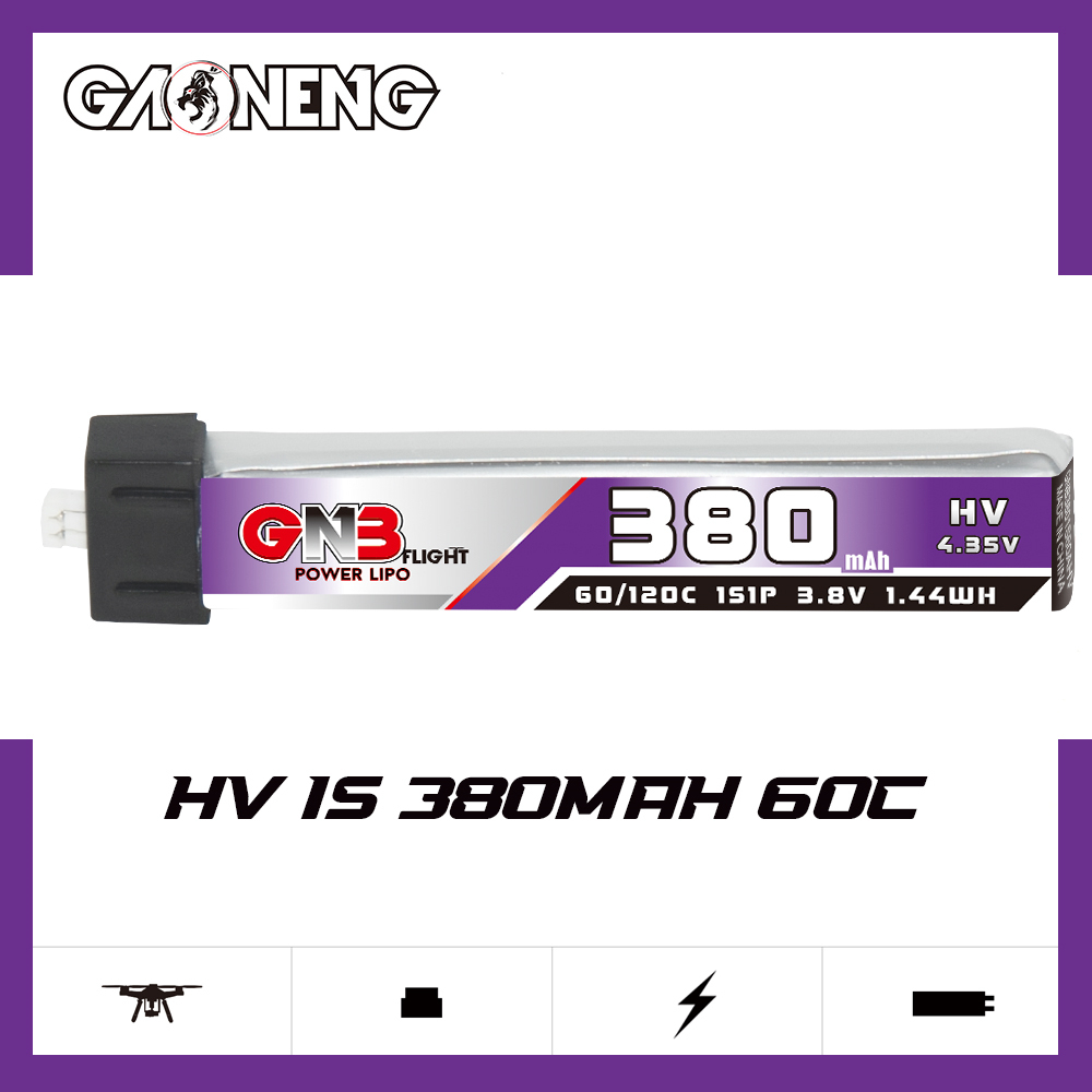 GAONENG GNB LiHV 1S 3.8V 380mAh 60C Molex 1.25 Plastic Head LiPo Battery