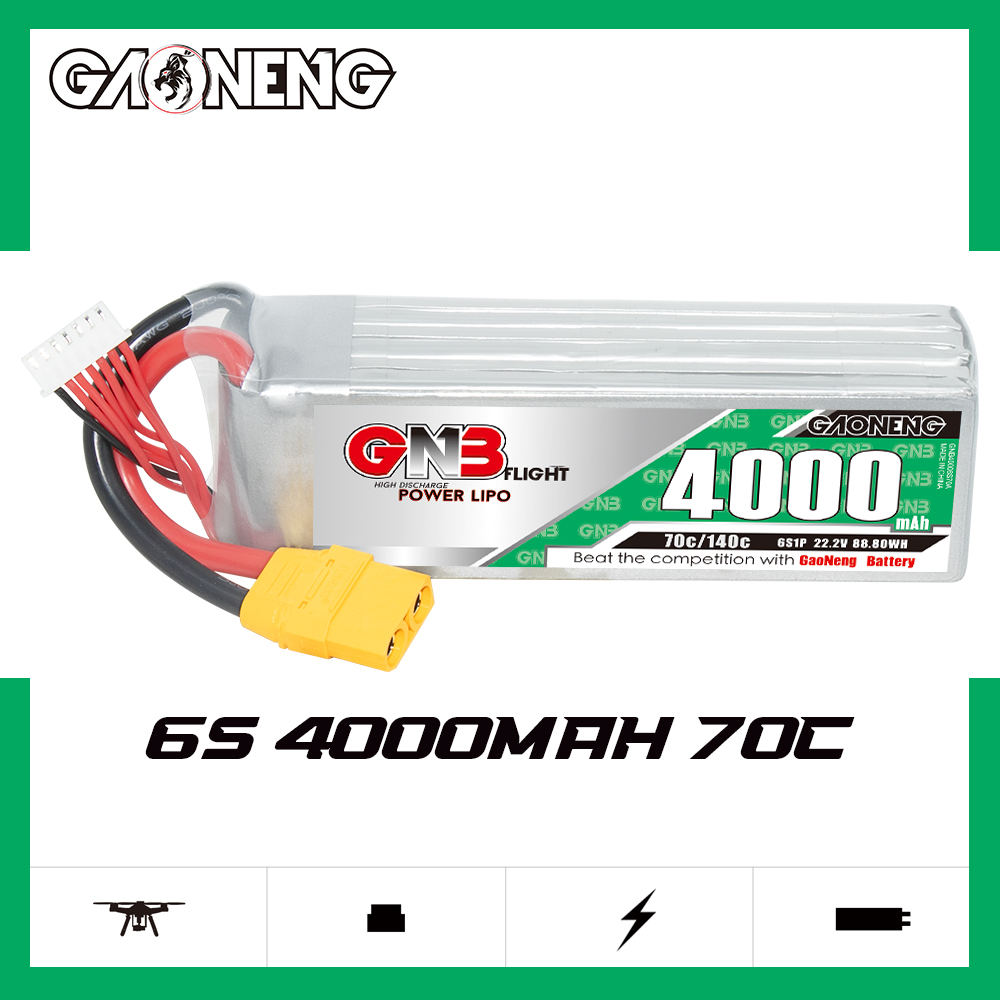 1PC - GAONENG GNB 6S 22.2V 4000mAh 70C LiPo Battery XT90