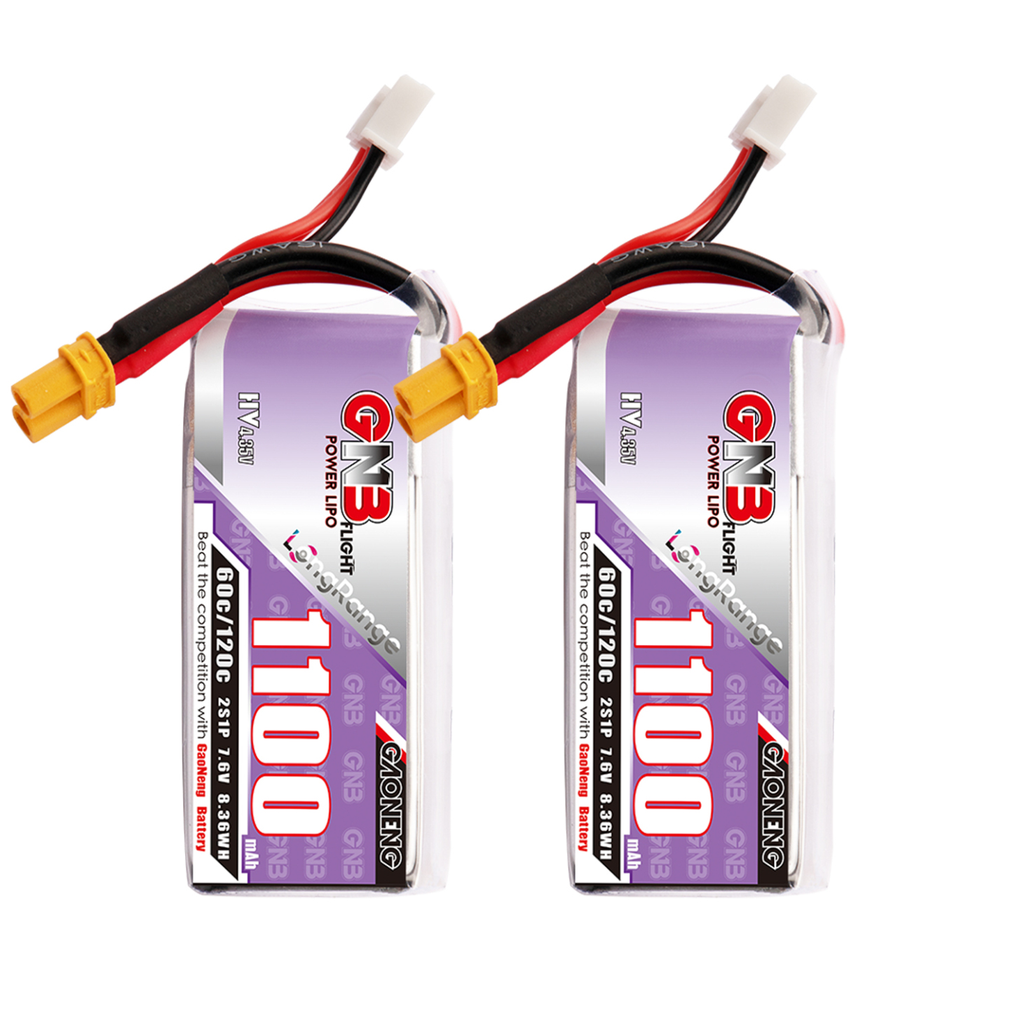 GAONENG GNB LiHV 2S 7.6V 1100mAh 60C XT30 LiPo Battery FPV