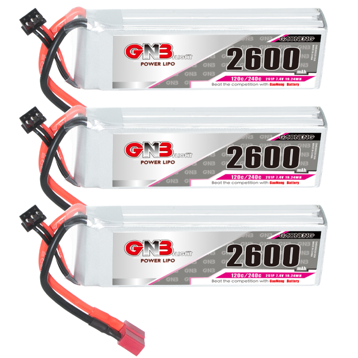 GAONENG GNB 2S 7.4V 2600mAh 120C LiPo Battery T-Plug