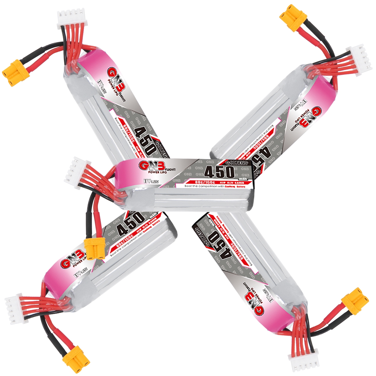GAONENG GNB LiHV 4S 15.2V 450mAh 80C XT30 LiPo Battery Long Type