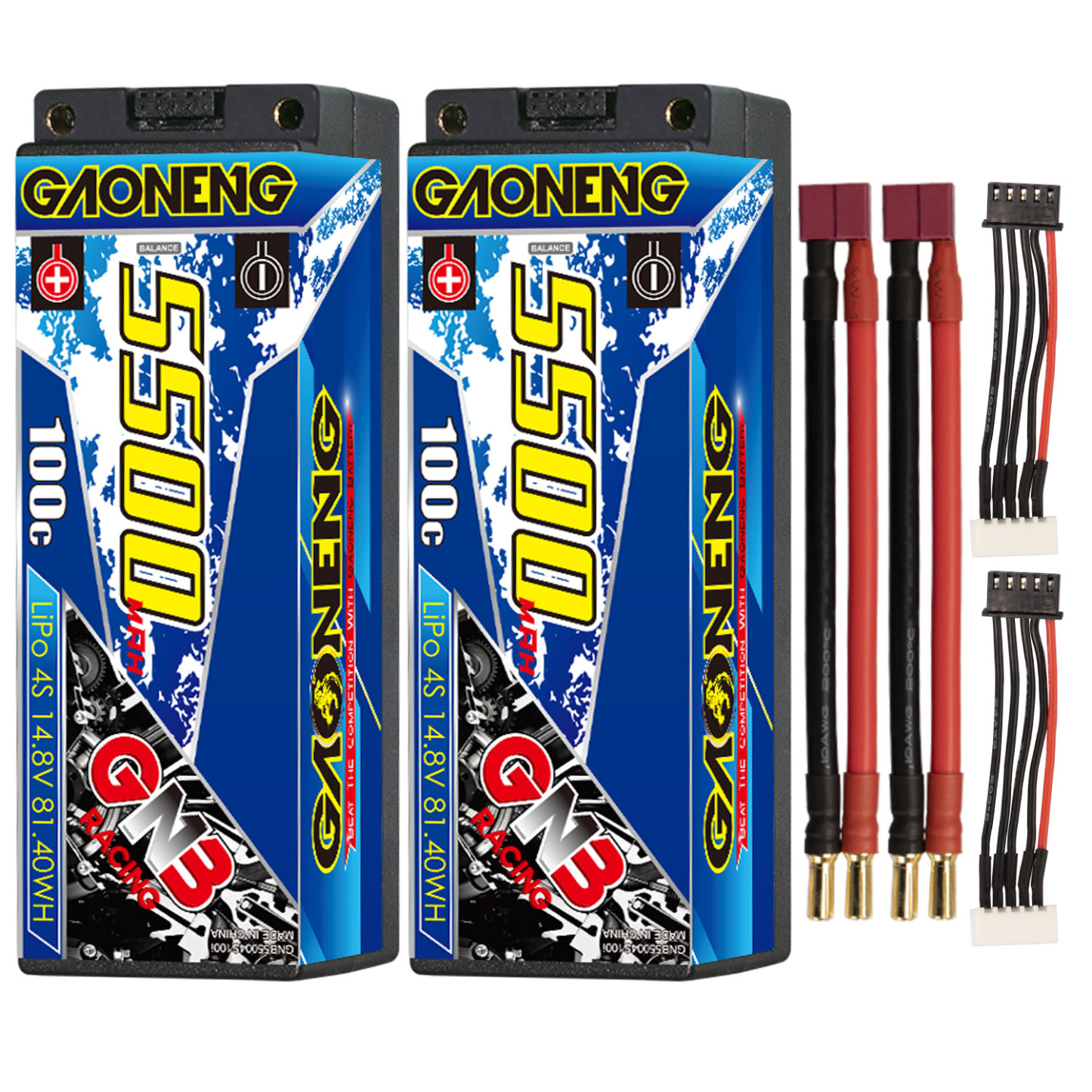 GAONENG GNB 4S 14.8V 5500mAh 100C 5mm Bullet Hard Case LiPo Battery