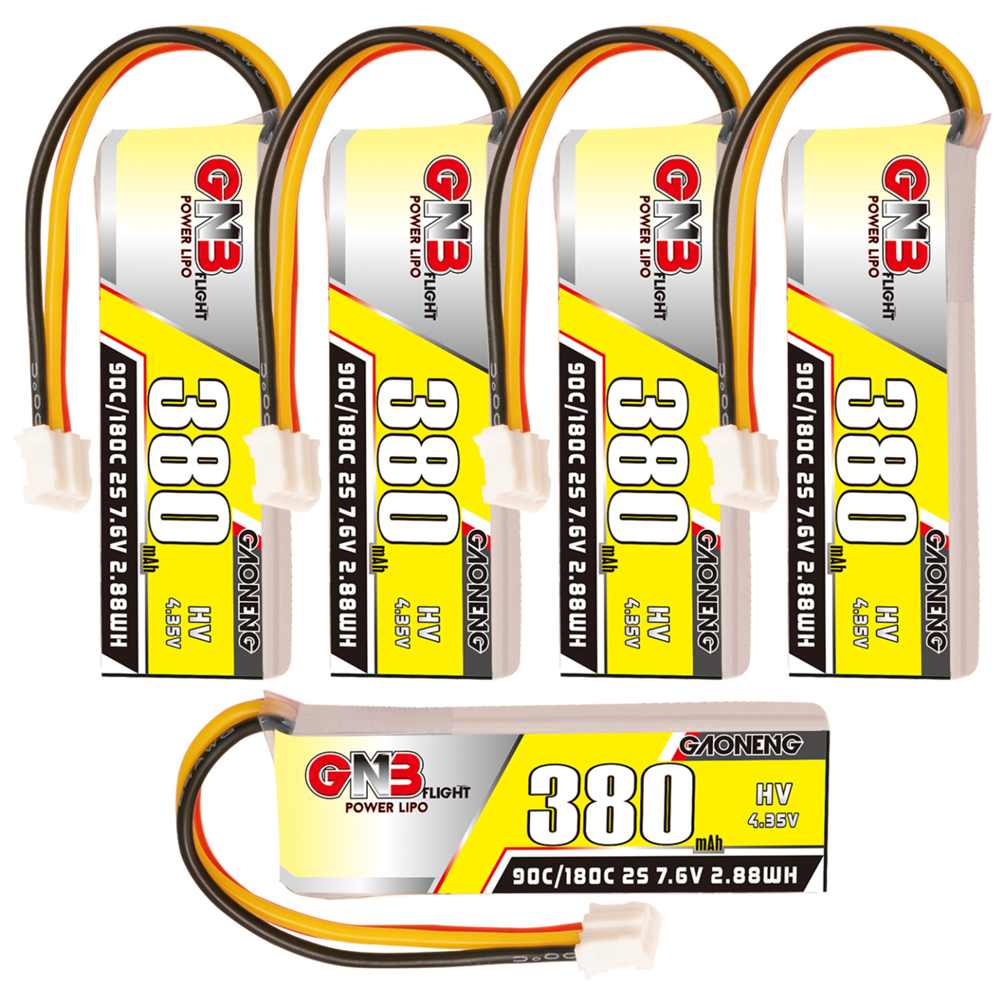 GAONENG GNB LiHV 2S 7.6V 380mAh 90C LiPo Battery PH2.0 3Pin Connector