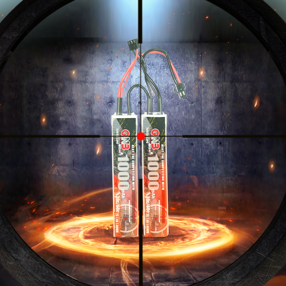 2PCS - GAONENG GNB 2S 7.4V 1000mAh 30C SM Plug 2cells LiPo Battery for AirSoft