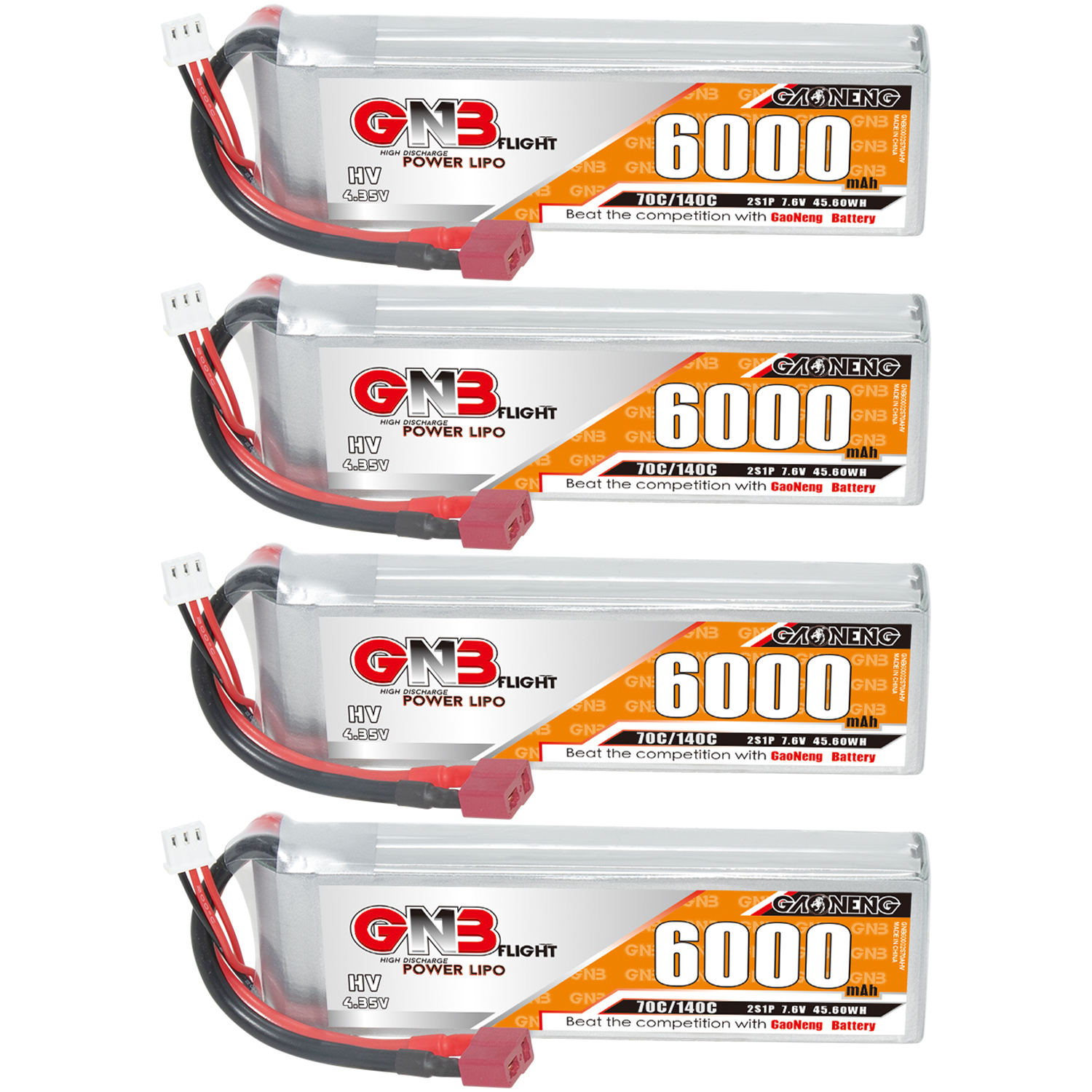 GAONENG GNB HV 2S 7.6V 6000mAh 70C LiPo Battery T-PLUG