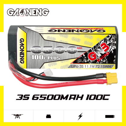 GAONENG GNB 3S 11.1V 6500mAh 100C Cabled Hard Case LiPo Battery XT60
