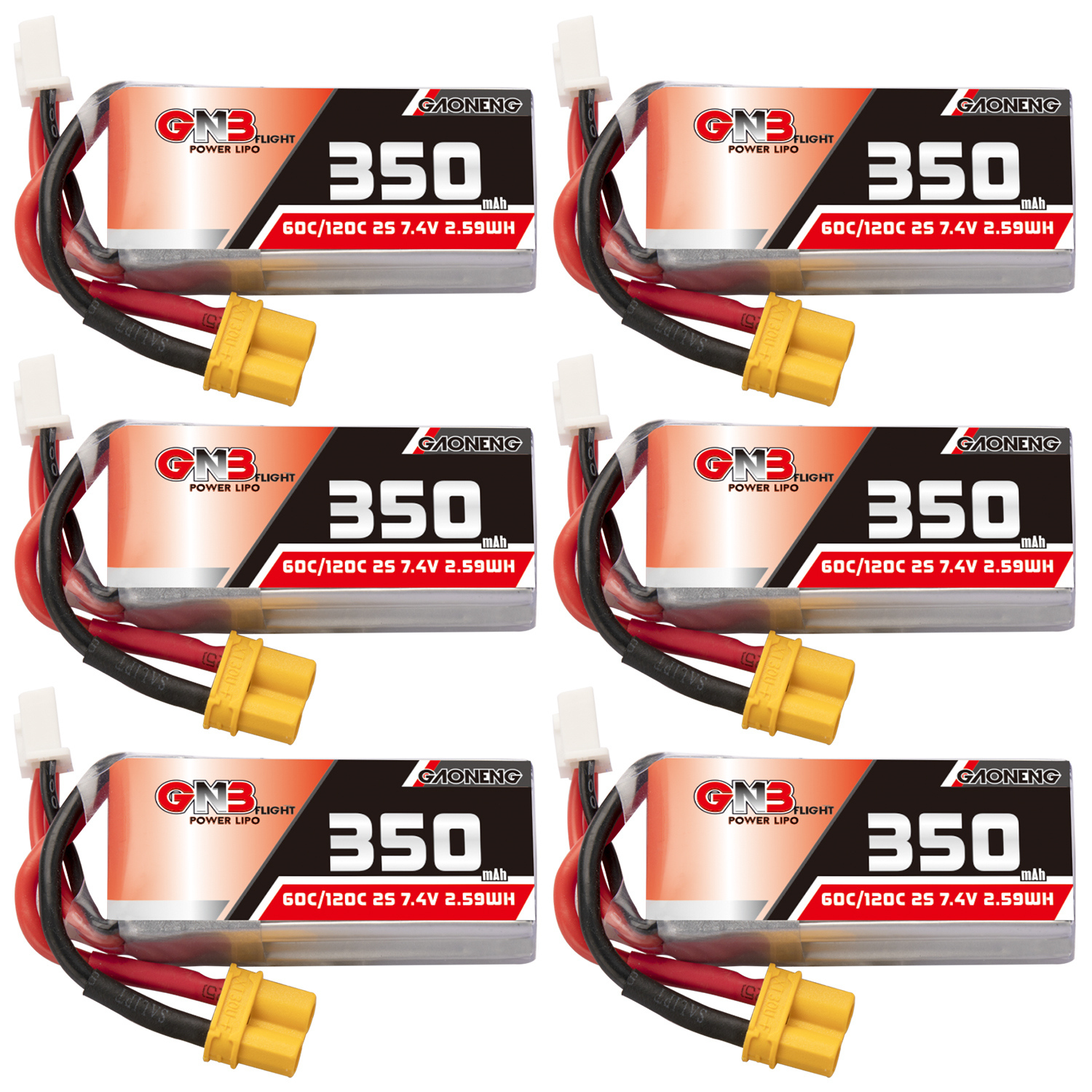GAONENG GNB 2S 7.4V 350mAh 60C LiPo Battery XT30