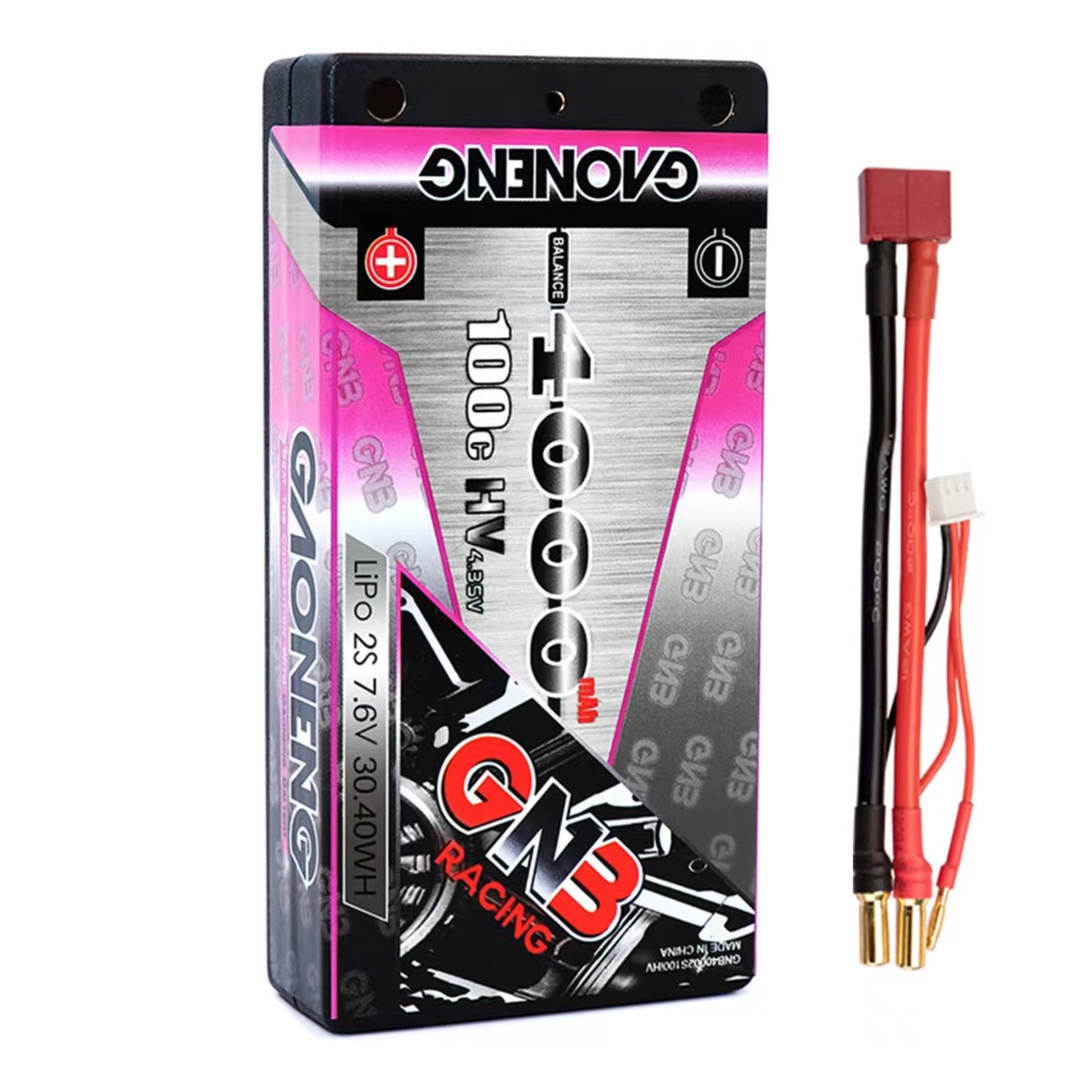 GAONENG GNB 2S 7.6V 4000mAh 100C LCG Shorty 4mm Bullet Hard Case LiPo Battery