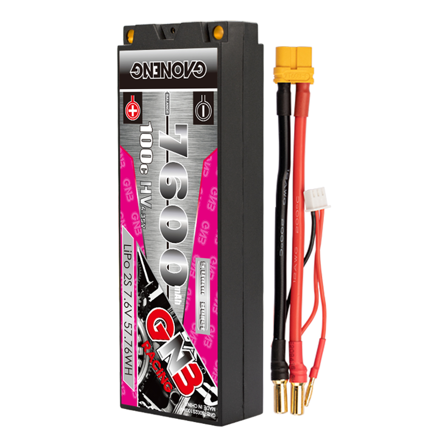 GAONENG GNB LiHV 2S 7.6V 7600mAh 100C Hard Case Stick Pack LiPo Battery