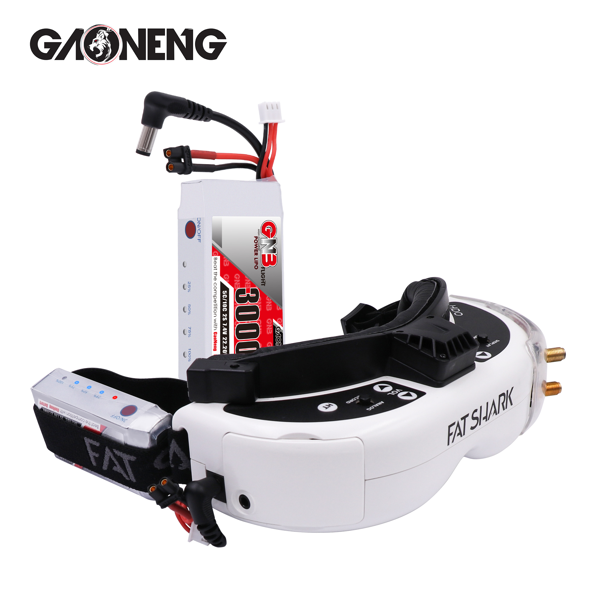 2PCS - GAONENG GNB 2S 7.4V 3000mAh 5C LiPo Battery DC5.5 XT30