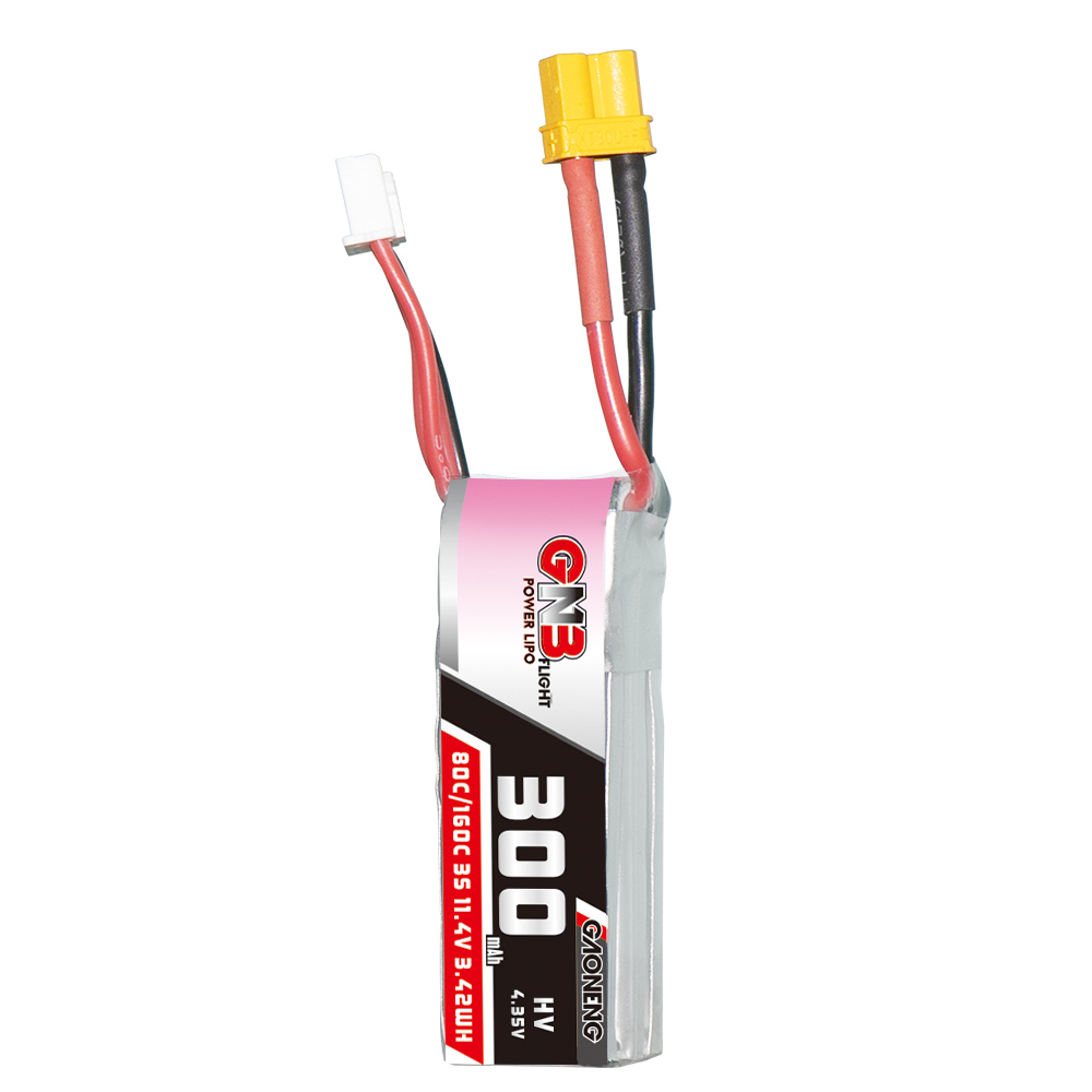 2PCS - GAONENG GNB LiHV 3S 11.4V 300mAh 80C XT30 LiPo Battery