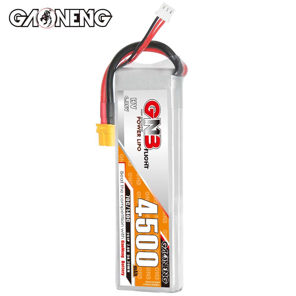 1PC - GAONENG GNB LiHV 2S 7.6V 4500mAh 70C LiPo Battery XT60