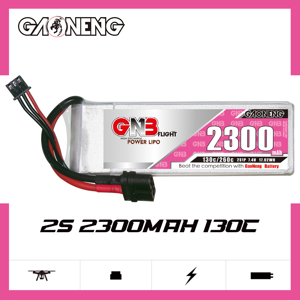 GAONENG GNB 2S 7.4V 2300mAh 130C LiPo Battery XT60 Connector