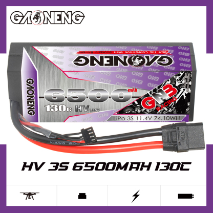 1PC - GAONENG GNB LiHV 3S 11.4V 6500mAh 130C Cabled Hard Case LiPo Battery XT90