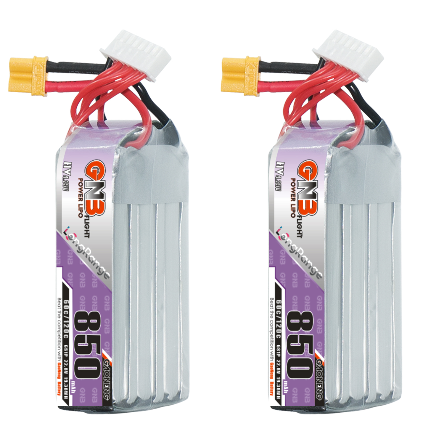 GAONENG GNB LiHV 6S 22.8V 850mAh 60C XT30 LiPo Battery Long Type