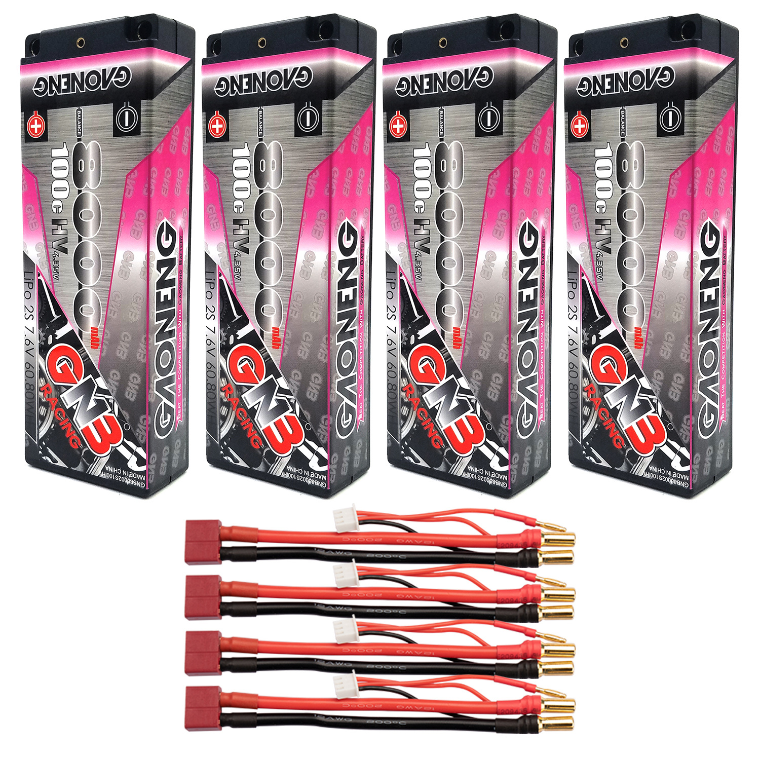 GAONENG GNB LiHV 2S 7.6V 8000mAh 100C 5mm Bullet Hard Case LiPo Battery