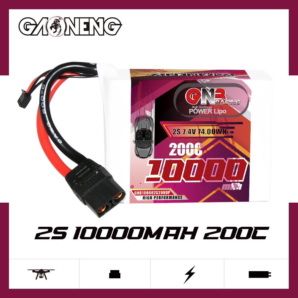 GAONENG GNB 2S 7.4V 10000mAh 10AH 200C LiPo Battery XT90