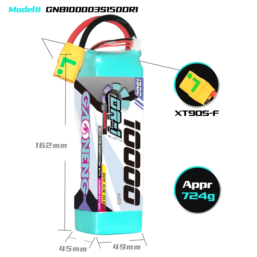 GAONENG GNB DR-1 Series 3S 11.1V 10000mAh 10AH 150C LiPo Battery XT90S Anti Spark