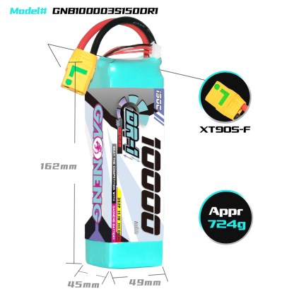 GAONENG GNB DR-1 Series 3S 11.1V 10000mAh 10AH 150C LiPo Battery XT90S Anti Spark