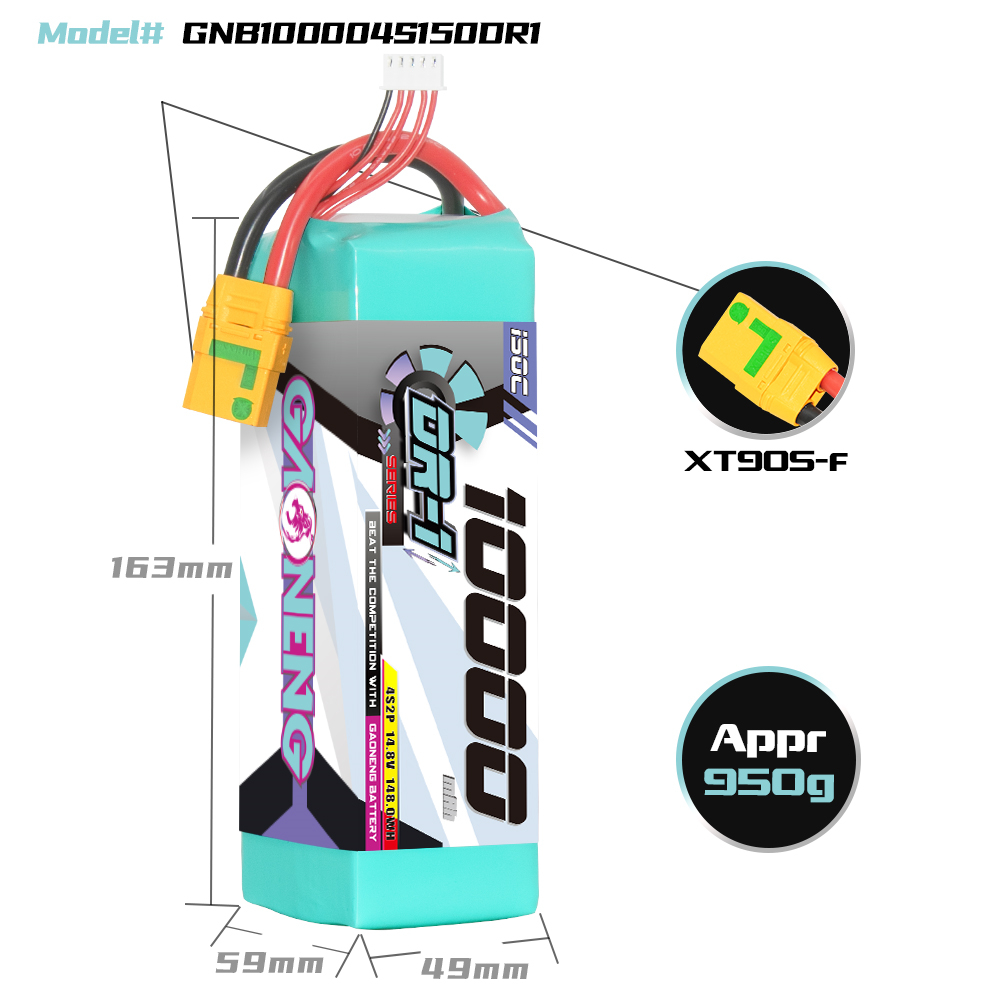 GAONENG GNB DR-1 Series 4S 14.8V 10000mAh 150C LiPo Battery XT90S Anti Spark