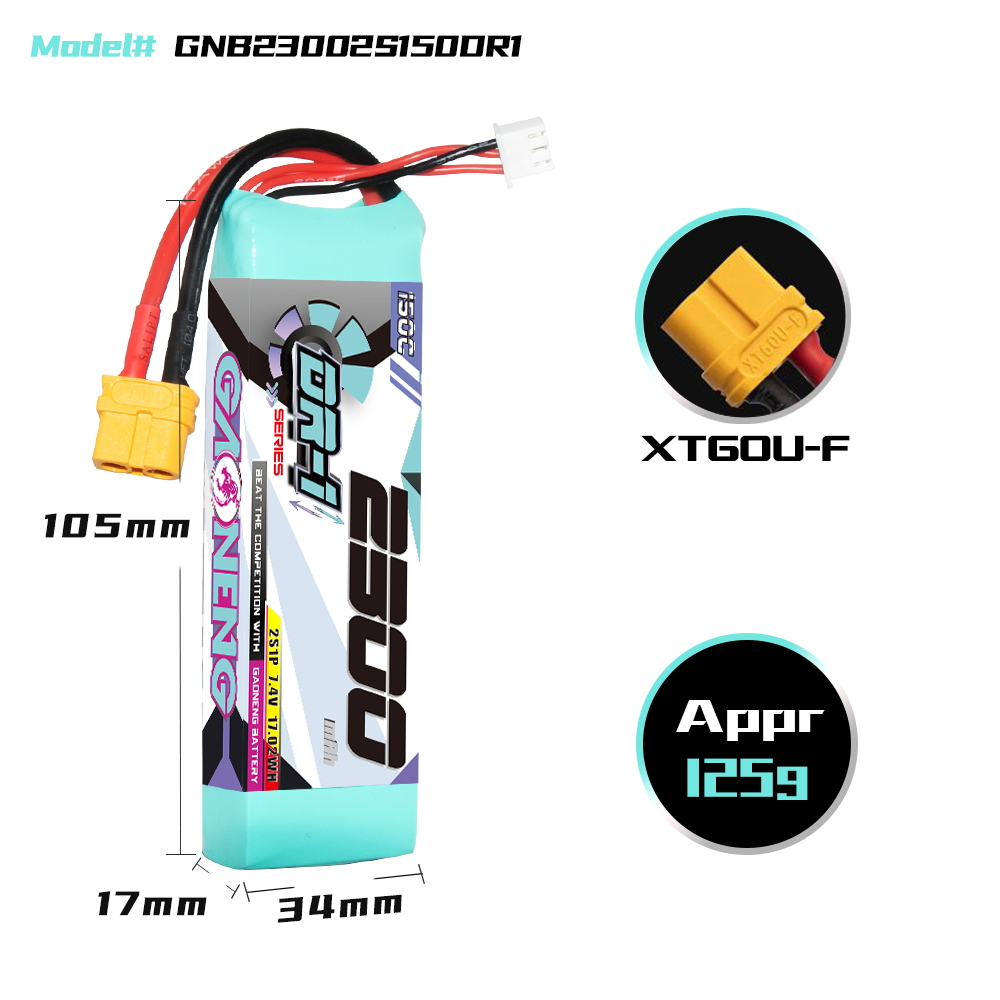 GAONENG GNB DR-1 Series 2S 7.4V 2300mAh 150C LiPo Battery XT60