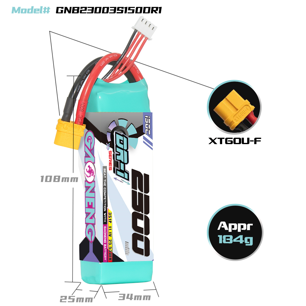 GAONENG GNB DR-1 Series 3S 11.1V 2300mAh 150C LiPo Battery XT60